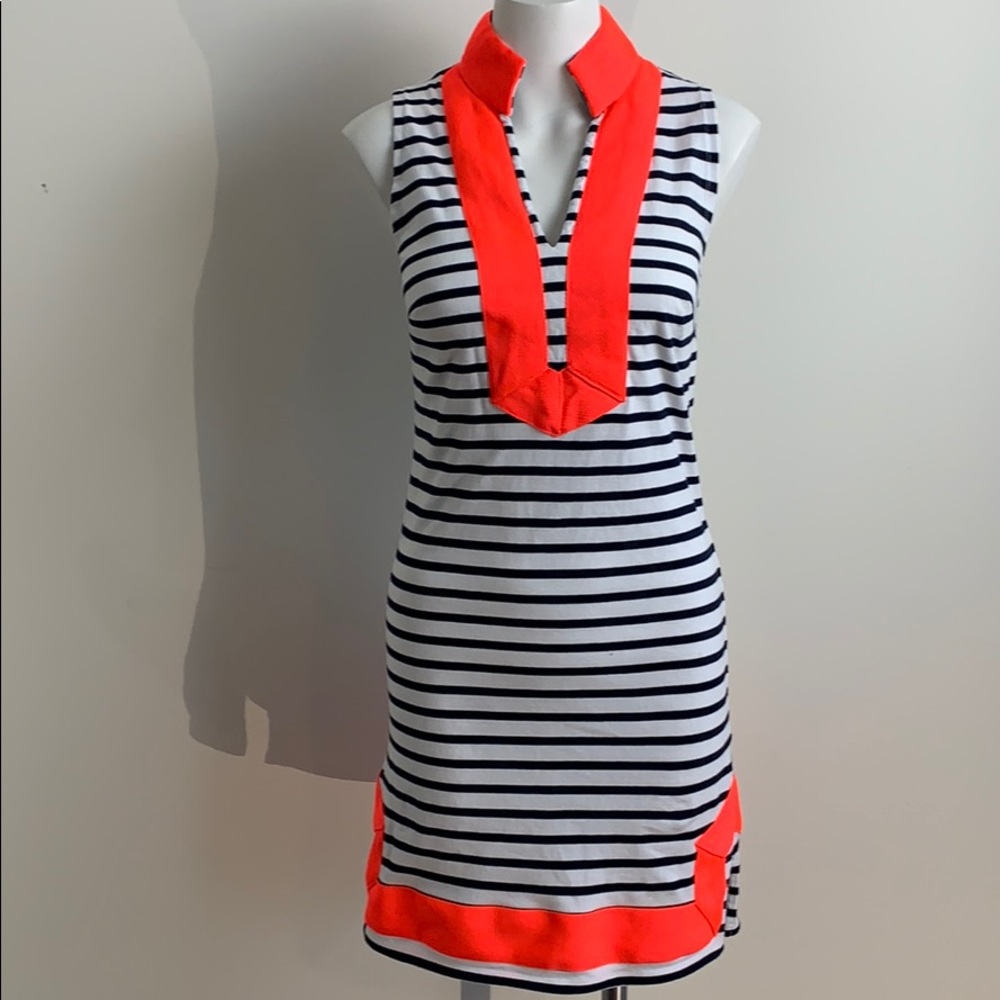 Sail to sable striped tunic dress neon navy XS